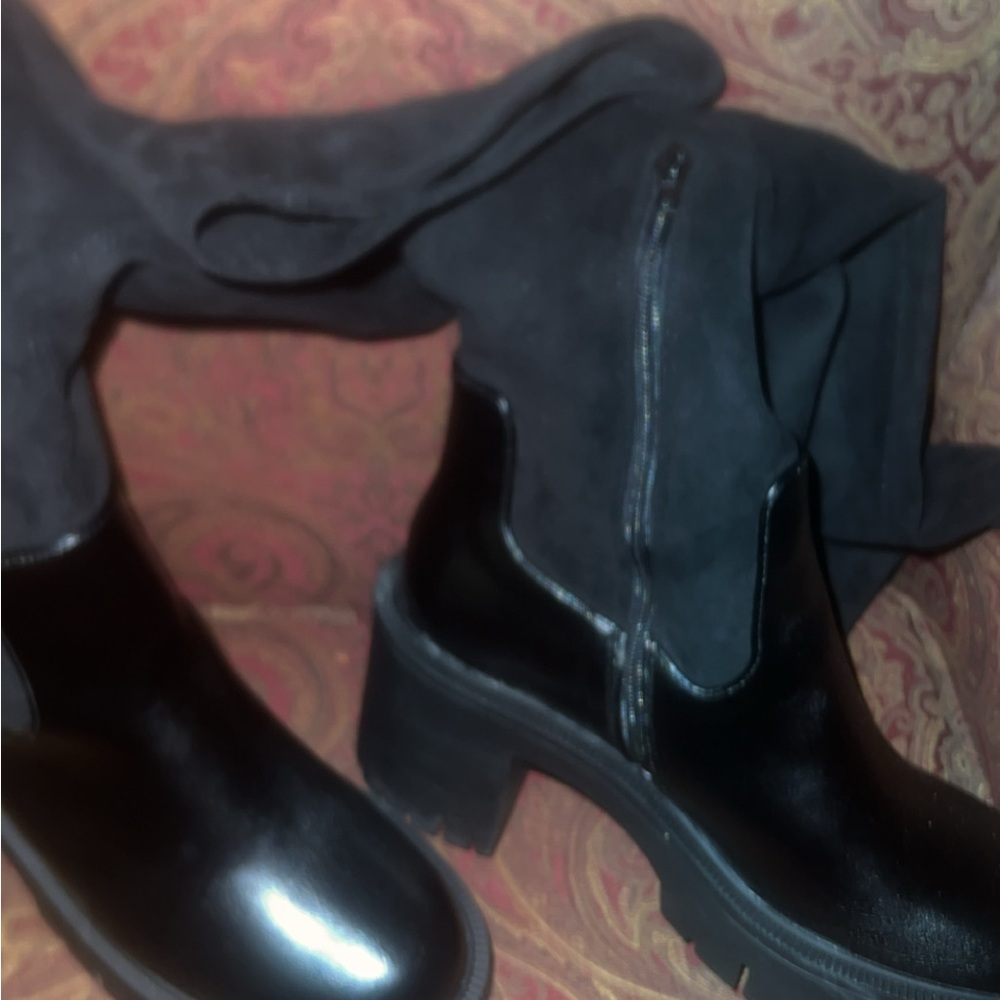 Leather and faux suede boots.